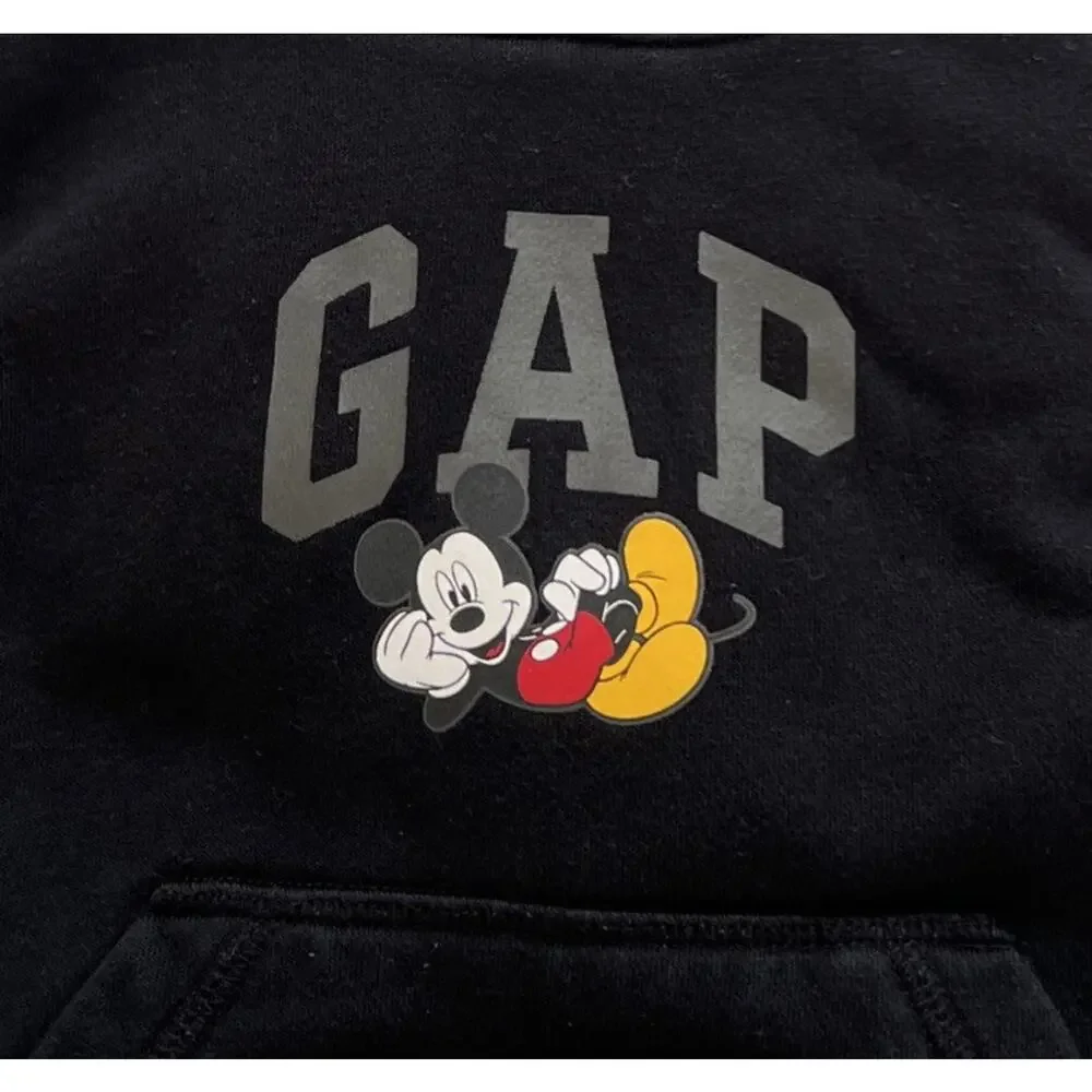 GAP x Disney Mickey Mouse Black Hoodie Sweatshirt Baby 3 Years Fleece